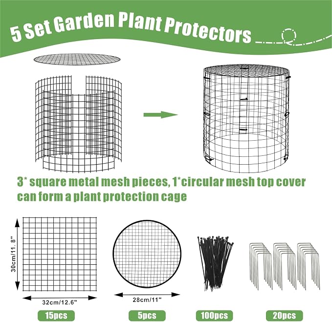 5 Packs Garden Plant Protectors from Animals, Metal Plant Cage Chicken Wire - Image 2