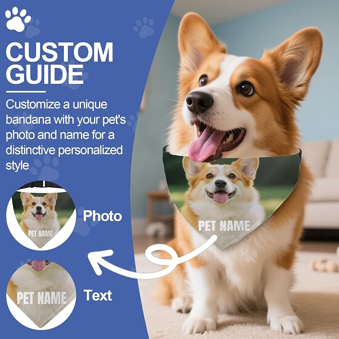Custom Dog Bandana with Photo Personalized Dog Bandana Custom Image & Text - Image 4