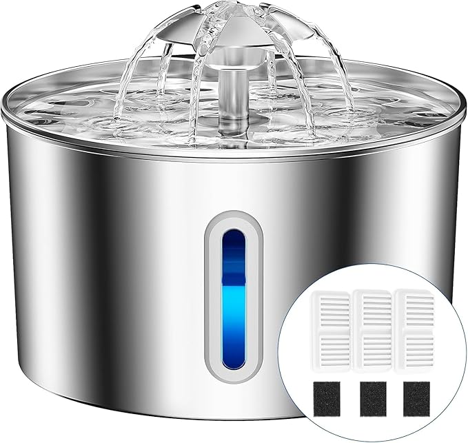 Cat Water Fountain Stainless Steel - 74oz/2.2L Pet Gift Dog Water Dispenser by CatWaterFountain