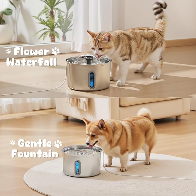 Cat Water Fountain Stainless Steel, 118oz/ 3.5L Large Capacity Automatic Pet - Image 2
