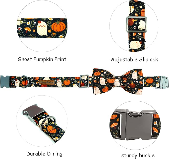 Halloween Dog Collar, Ghost Print Adjustable Pet Collar Fall Pumpkin Cute - Image 2