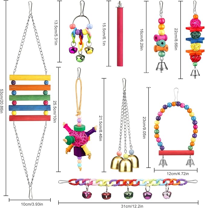 Bird Toys for Conures with Colorful Ladder Hammock Bird Cage Accerious Bird - Image 6