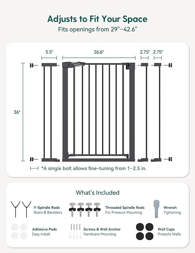 Babelio Baby Gate for Doorways and Stairs, PressGuard P7 Auto Close Dog Gate - Image 6