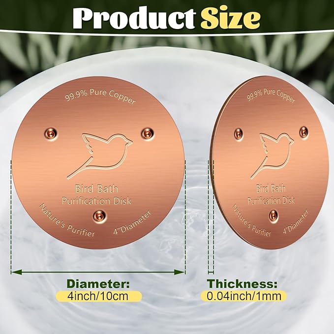 NNG 3 Pack Bird Bath Copper Disk, 1mm Thick Reinforced 99.9% Pure Copper Bird - Image 5