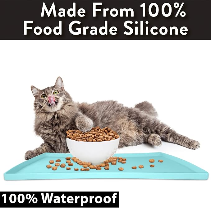 CatGuru Cat Food Mat, Small & Large Pet Feeding Mat, 100% Waterproof Cat - Image 3
