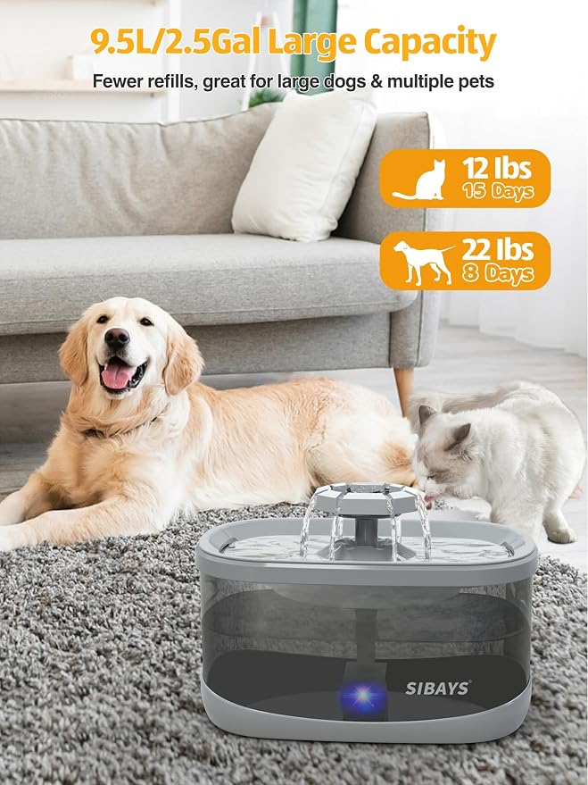 SIBAYS 2.5Gal/9.5L Dog Water Fountain - Image 2