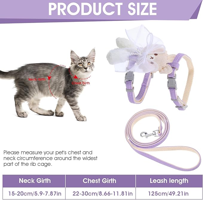 TIESOME Cat Harness and Leash Set, Adjustable Gradient Kitten Harness Escape - Image 2