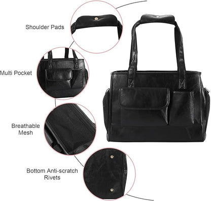 Dog Carrier Purse, Fashion Leather Pet Carrier Bag, Airline Approved Soft Sided - Image 5