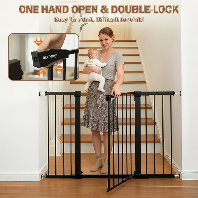 Mumeasy Baby Gate Extra Wide, 29.5-51'' Pressure Mounted Dog Gate - Image 4