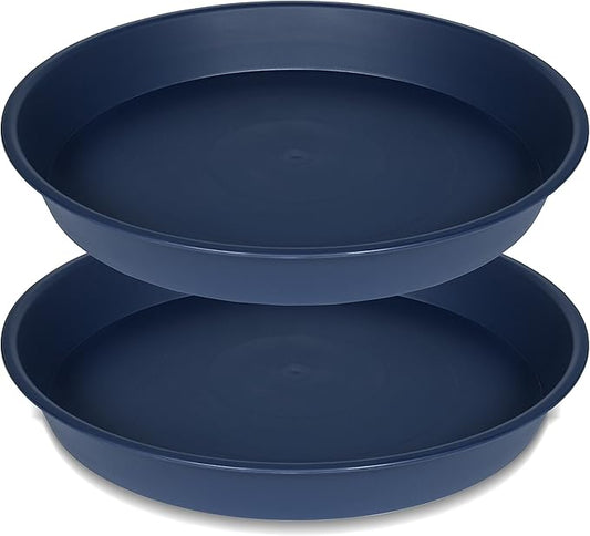 2 Pack of 14 inch Plant Saucers Bird Bath Bow Round, Plastic Plant Saucer Tray by Bleuhome