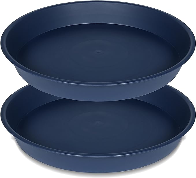 2 Pack of 18 19 inch Plant Saucer Drip Tray, Heavy Duty Deep Plant Saucers by Bleuhome