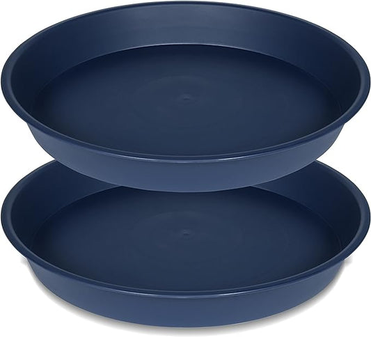 2 Pack of 18 19 inch Plant Saucer Drip Tray, Heavy Duty Deep Plant Saucers by Bleuhome