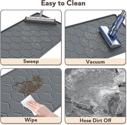 Cat Litter Box Mat, Silicone Kitty Litter Mat, Dark Gray - Image 4