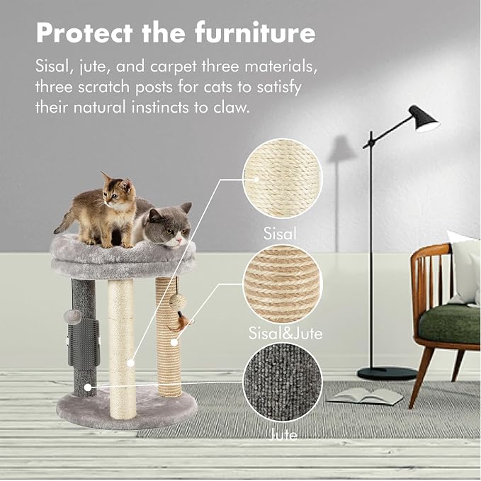 MECOOL 4in1 Small Cat Tree, Scratching Post - Image 3