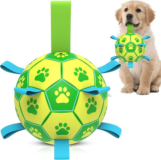 QDAN Dog Toys Soccer Ball, Dog Tug Toy, Water Toy, Durable Balls by QDAN
