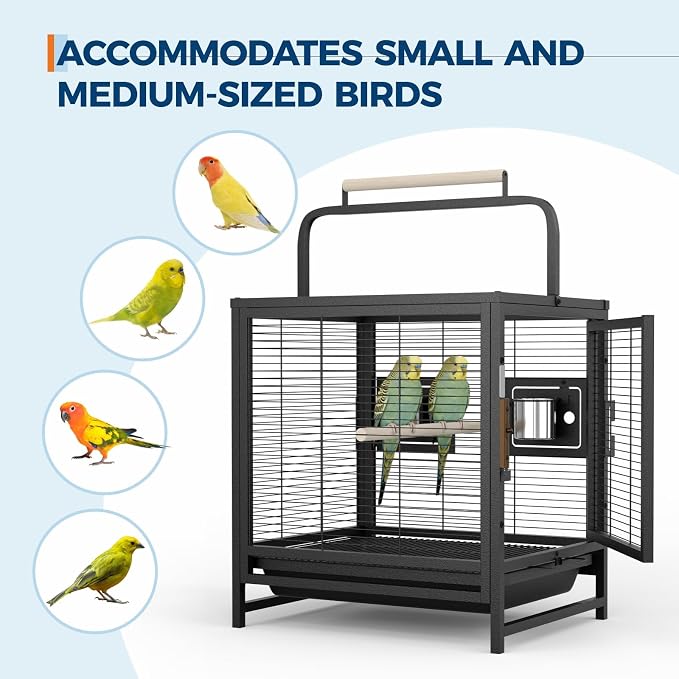 Bird Travel Carrier Cage, 19Inch Wrought Iron Small Bird Cage - Image 8