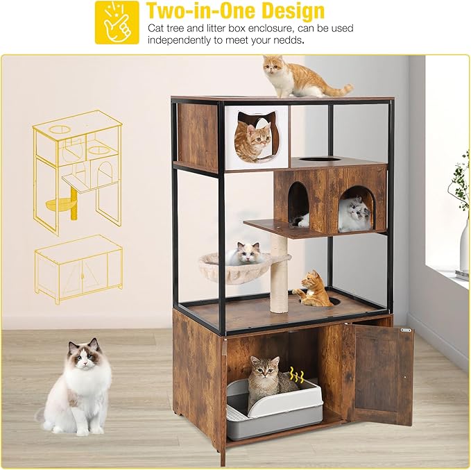 Aivituvin Cat Litter Box Enclosure, Litter Box Furniture Hidden, Wooden Cat - Image 5