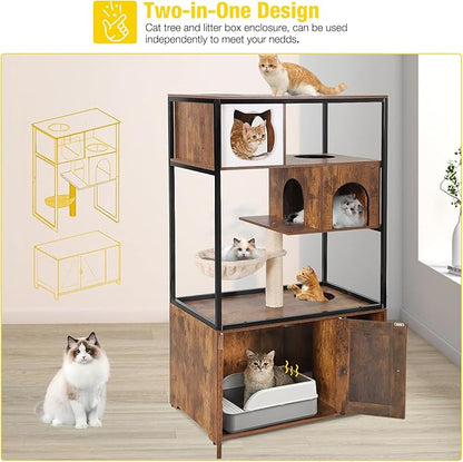 Aivituvin Cat Litter Box Enclosure, Litter Box Furniture Hidden, Wooden Cat - Image 5