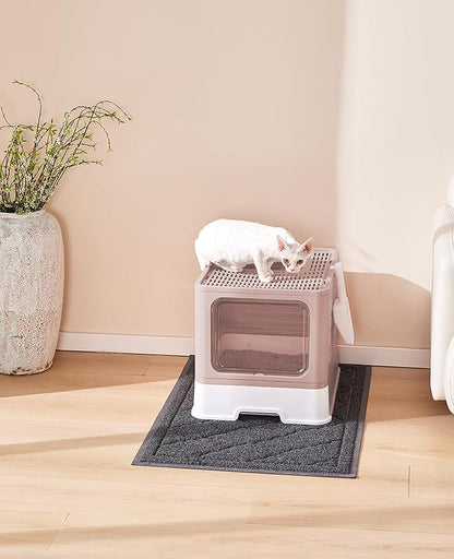 Cat Litter Box with X-Large Litter Mat and Scoop, Large Covered Litter Box with - Image 8