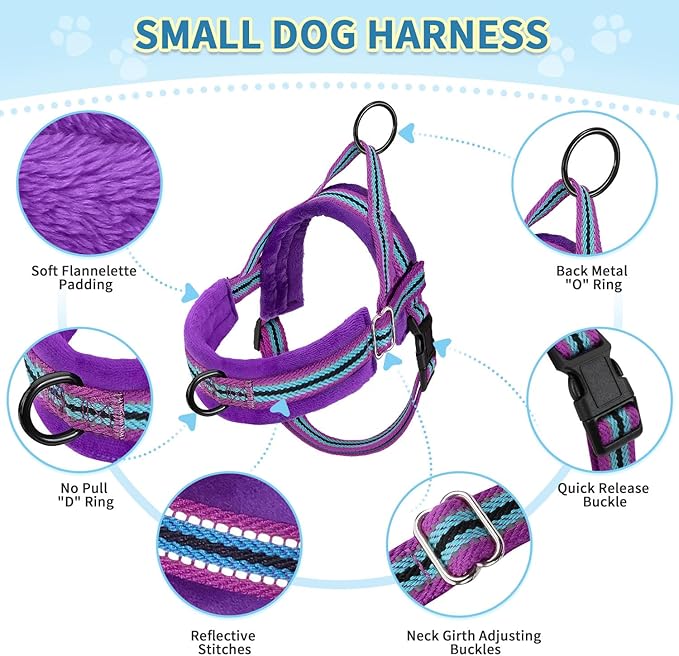 SlowTon No Pull Small Dog Harness and Leash Set, Puppy Soft Vest Harness Neck & - Image 7