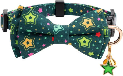 2 Pack Cotton Cat Collar with Bow Tie and Bell - Image 3