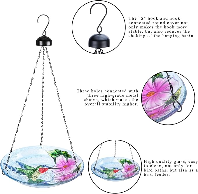 VCUTEKA Glass Hanging Bird Bath - Image 5
