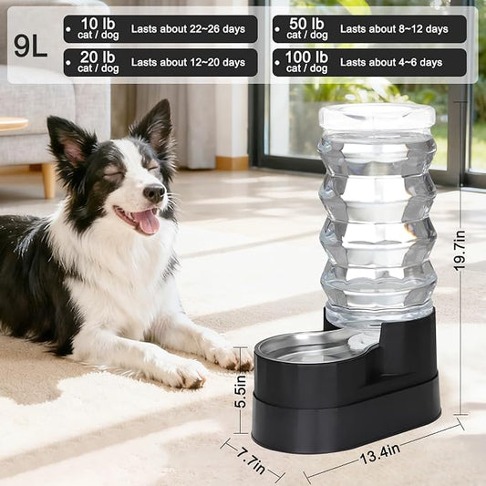 RIZZARI Automatic Dog Water Dispenser: 9L Black Elevated Feeder - Image 2