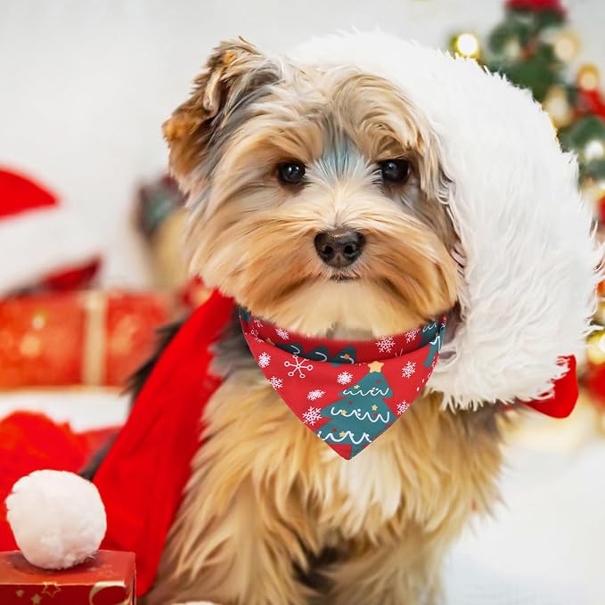 PAWCHIE Christmas Dog Bandanas 4 Pack, Reversible Dog Party Triangle Scarf Bibs - Image 7