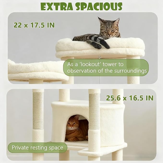78.8" Large Cat Tree Tower for Indoor Kitties, Sisal Scratching Posts, Hammock - Image 5