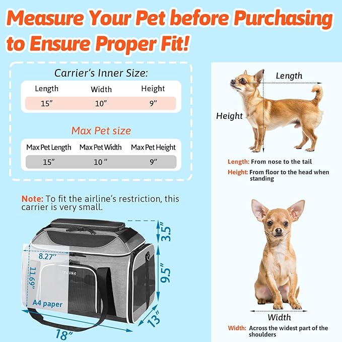 Petskd Top-Expandable Pet Carrier 18x13x9.5 Inches Southwest Airline Approved - Image 3
