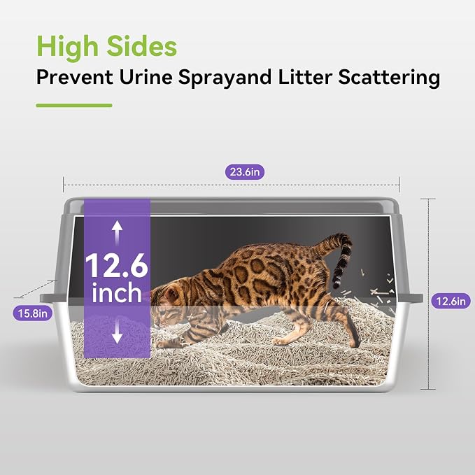 2 Pack Stainless Steel Litter Box, XL Enclosed Cat Litter Boxes, Metal Litter - Image 2