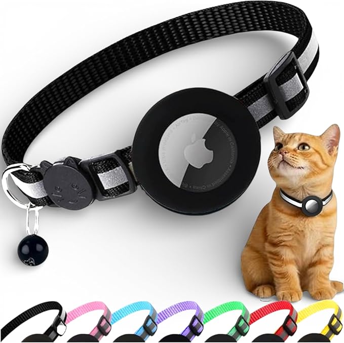 AirTag Cat Collar Breakaway – Reflective Kitten Collar by AmazeGoods