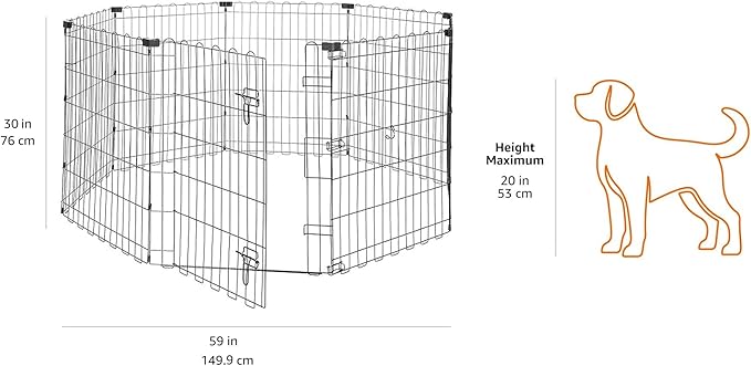 Amazon Basics Portable Foldable Octagonal Metal Exercise Dog Playpen, - Image 4