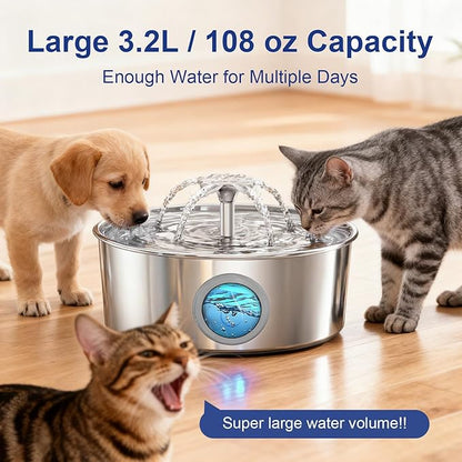 LucidShine 108oz/3.2L Stainless Steel Cat Water Fountain - Image 6