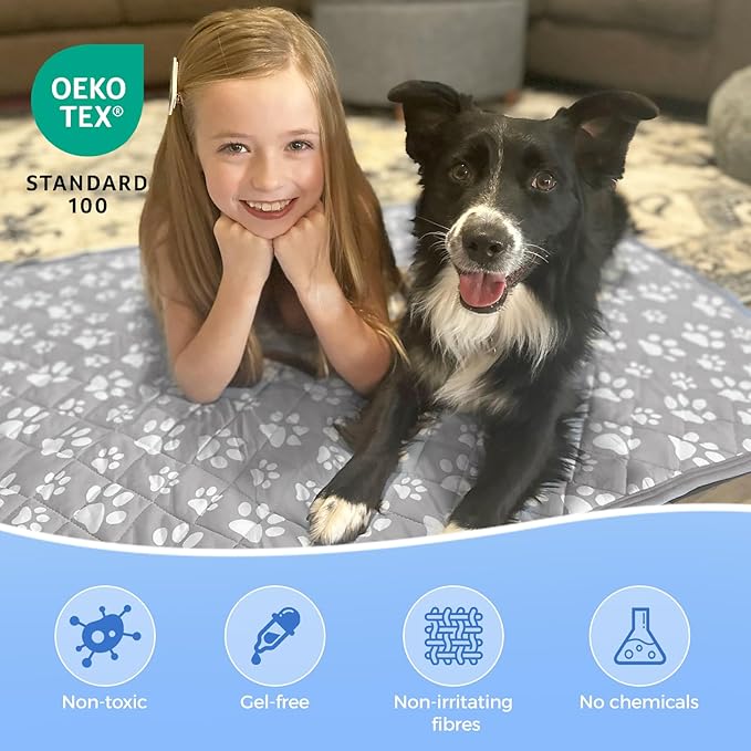 Rywell Cooling Mat for Dogs New Grey Edition, Washable Non-Toxic Summer Pet - Image 6