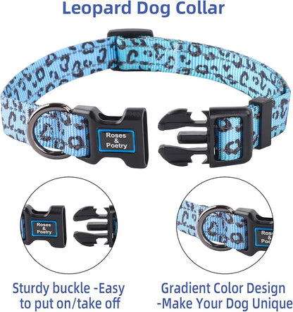 Roses&Poetry Dog Collars for Medium Dogs, Leopard Print Puppy Collar Adjustable - Image 3