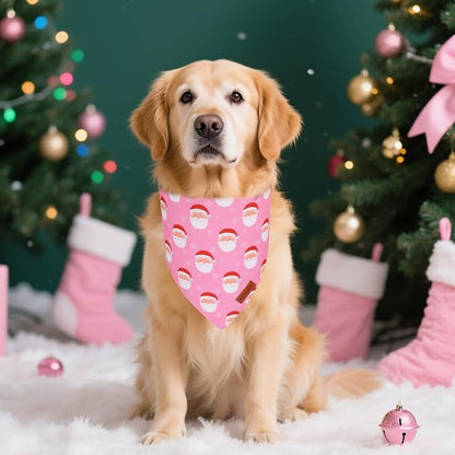 PTDECOR Christmas Dog Bandana, Santa Snowman Design Reversible Holiday Pet Scarf - Image 2