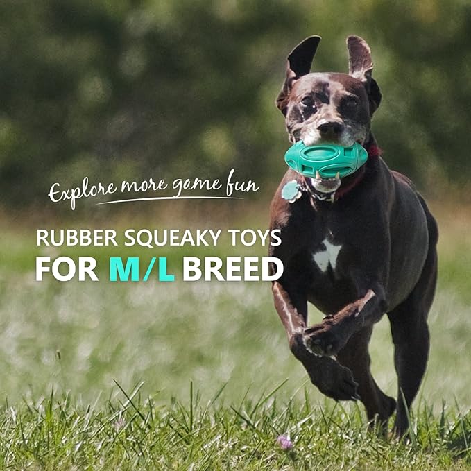 EASTBLUE Squeaky Dog Toys for Aggressive Chewers: Rubber Interactive Puppy Ball - Image 2