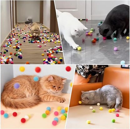 Mity rain 102PCS Cat Ball Launchers & Pom Pom Balls Interactive Cat Toy Set – - Image 7