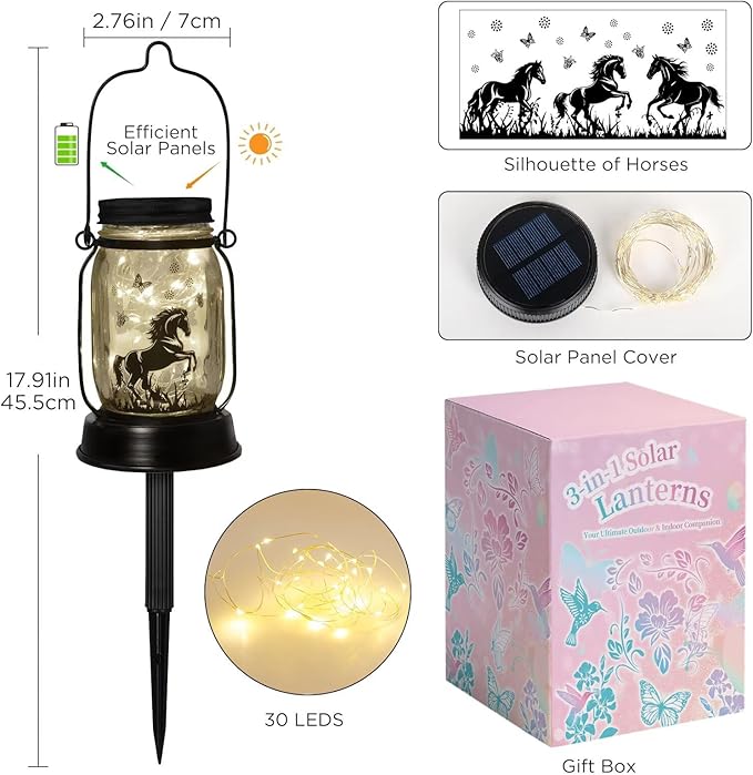 kyoryuger Horse Gifts for Women/Men Horse Lovers Solar Lantern Mom Birthday - Image 4