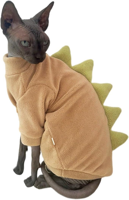 Dinosaur Sphynx Cat Clothes, Soft Polar Fleece Sweater - Image 4