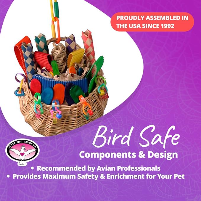 Super Bird Creations SB669 Wicker Foraging Basket Bird Toy - Image 6