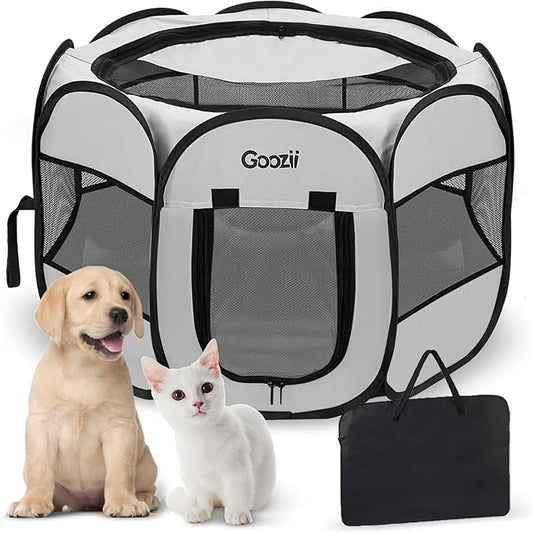 Pet Cat Playpen for Indoor Cats Enclosed, Puppy Dog Play Pen for Outdoor Travel by Goozii