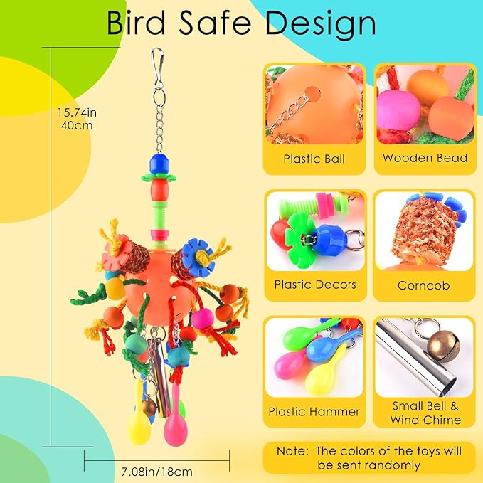 KATUMO Bird Toys, Parrot Toys Parakeet Foraging Shredder Hanging Toys Bird Ball - Image 2