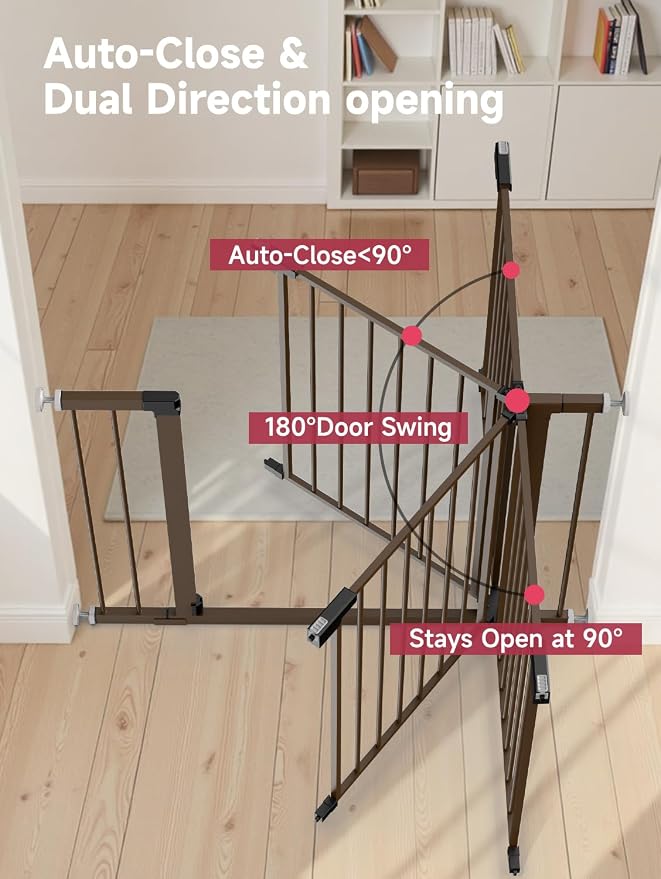 29.5-40.5" Baby Gate for Stairs, Dog Gate for Doorways, Walk Thru Auto Close - Image 4