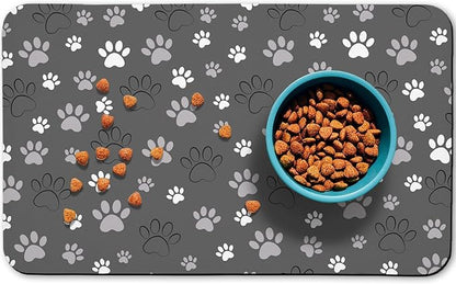 Dog Food Mat, Absorbent Water Bowl Mats Cat Pet Feeding Placemats Dark Gray 16 by Zoeeya