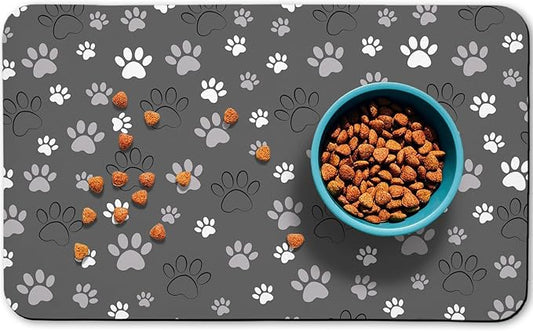 Dog Food Mat, Absorbent Water Bowl Mats Cat Pet Feeding Placemats Dark Gray 17 by Zoeeya
