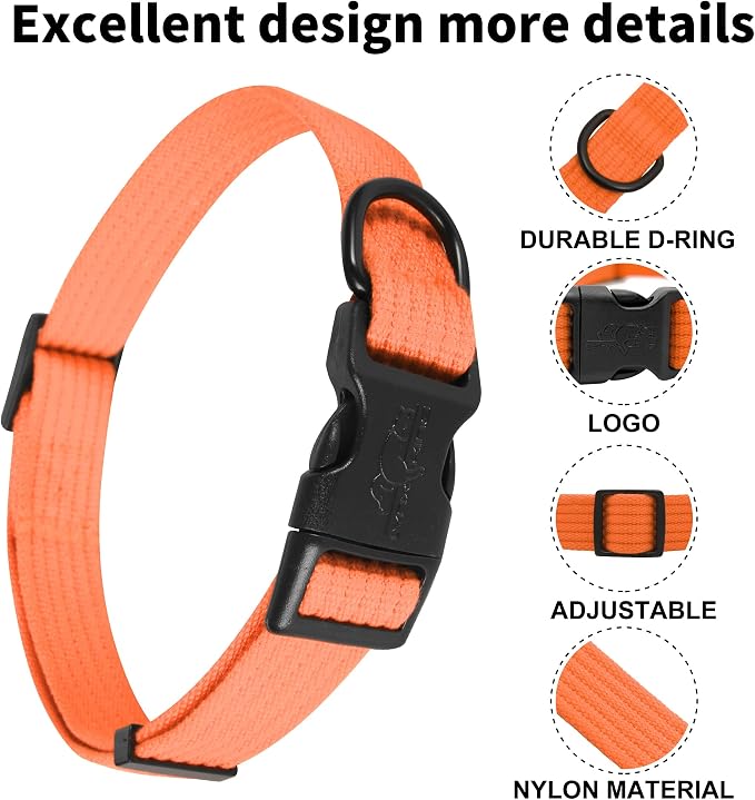 lynxking Dog Collar Soft Padded Breathable Cotton Solid Color Strong Adjustable - Image 3