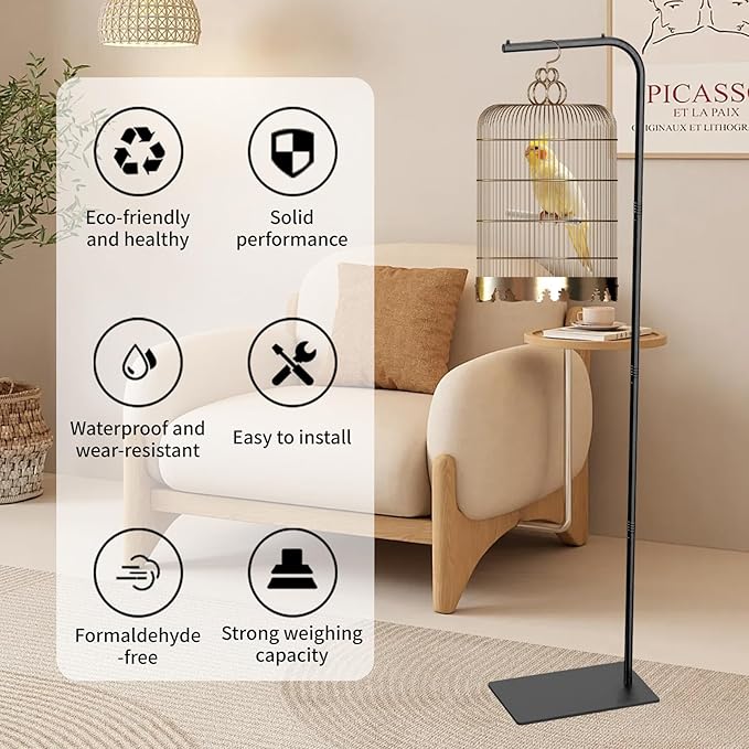 TBTFW 67 Inch High Hanging Bird Cage Stand, Bird Feeder Stand - Image 3