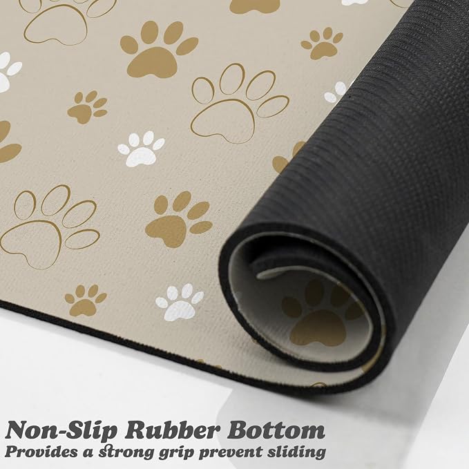 Dog Food Mat, Absorbent Water Bowl Mats Cat Pet Feeding Placemats Beige 12 * 20 - Image 3